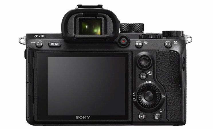 Sony A7 III, rear view with white background