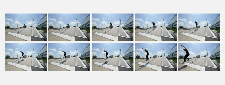 Series of images taken at 10fps, showed in a grid