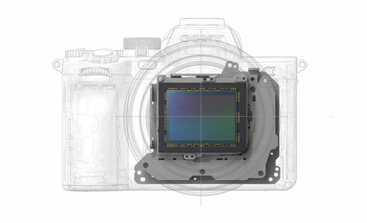 Graphic image showing the IBIS mechanism inside the A7 IV