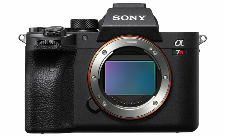Sony A7R IV, front view on white background