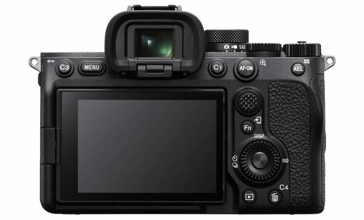 Sony A7 IV, rear view with white background