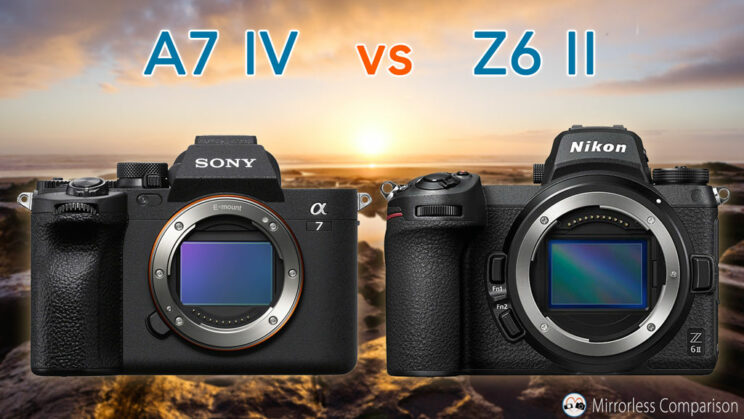 Cover image with Sony A7 IV next to Z6 II, with title of the article on top