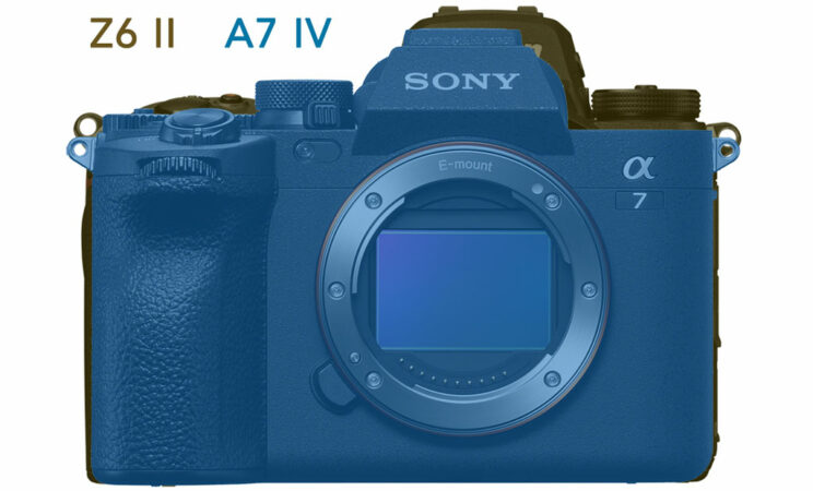 difference in size between the A7 IV and Z6 II, front view