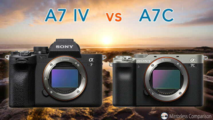Cover image with Sony A7 IV next to A7C, with title of the article on top