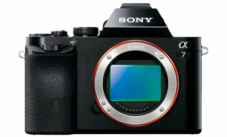 sony a7 front view, on white background