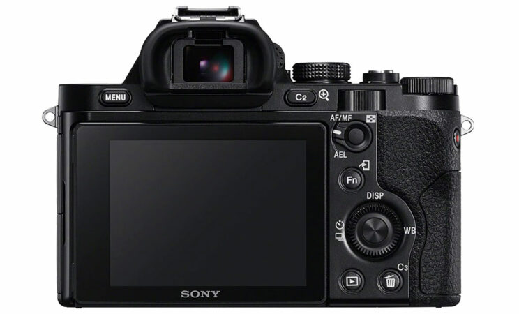 sony a7 rear view, on white background