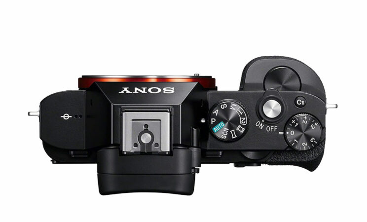 sony a7 top view, on white background