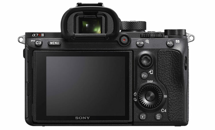Sony A7R III, rear view with white background