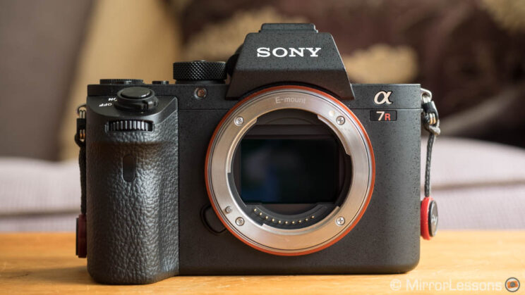 Sony A7R mark II, front view with sensor cap off