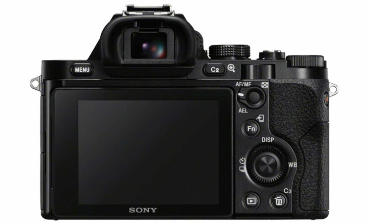 Sony A7S, rear view, on white background