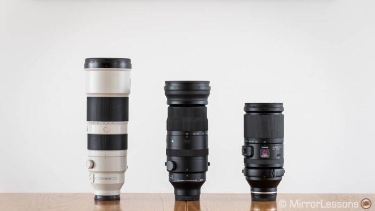 The three lenses side by side, without hoods