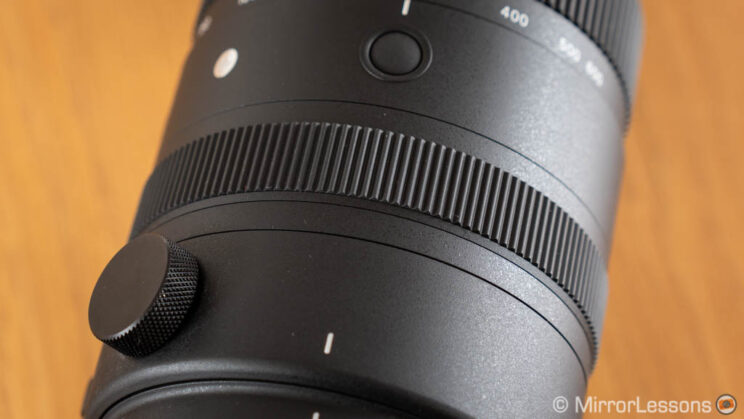 close-up on the focus ring on the Sigma lens