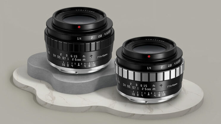 TTatisan 23mm F1.4, all-black and black/silver versions side by side