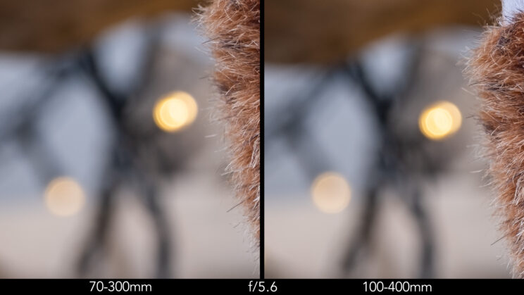 bokeh ball rendering from the two lenses, side by side