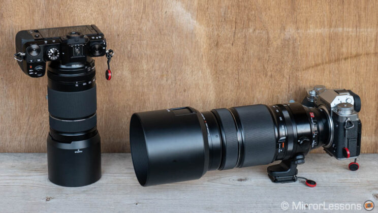 Fujifilm X-S10 with 70-300mm, and X-T4 with 100-400mm side by side