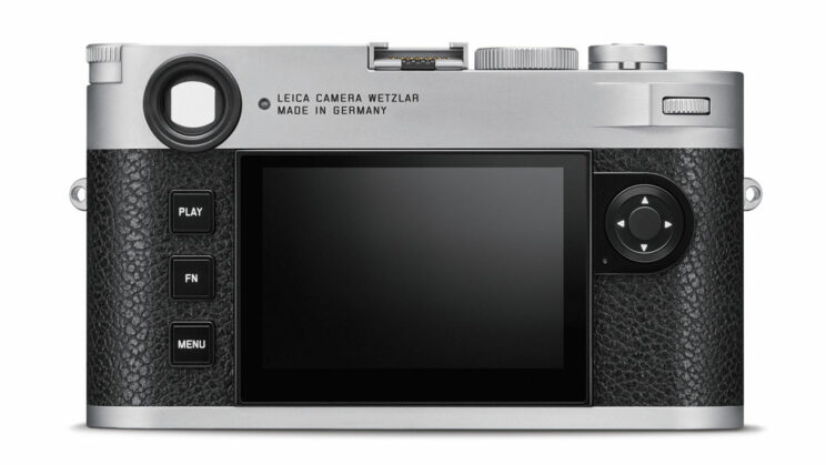 Leica M11 silver, rear view on white background