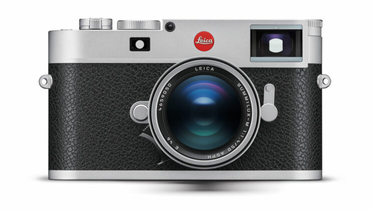 Leica M11 silver, front view on white background