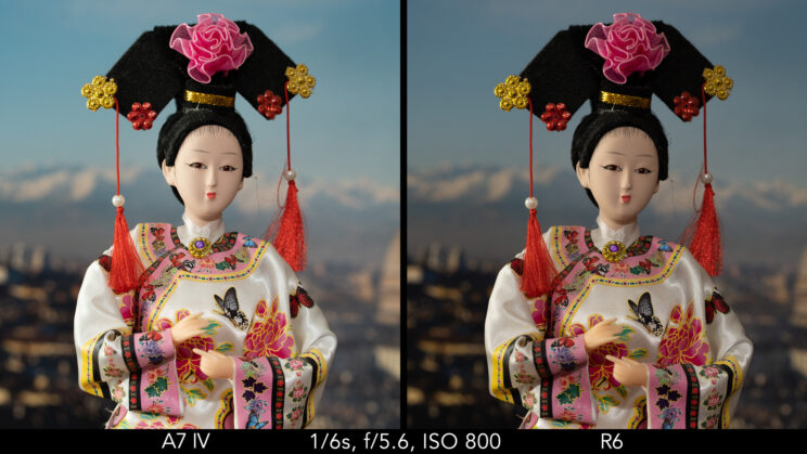 side by side image showing the difference in brightness with the same exposure settings