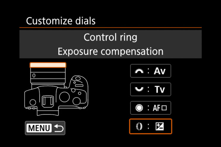 Custom ring setting on the Canon R6