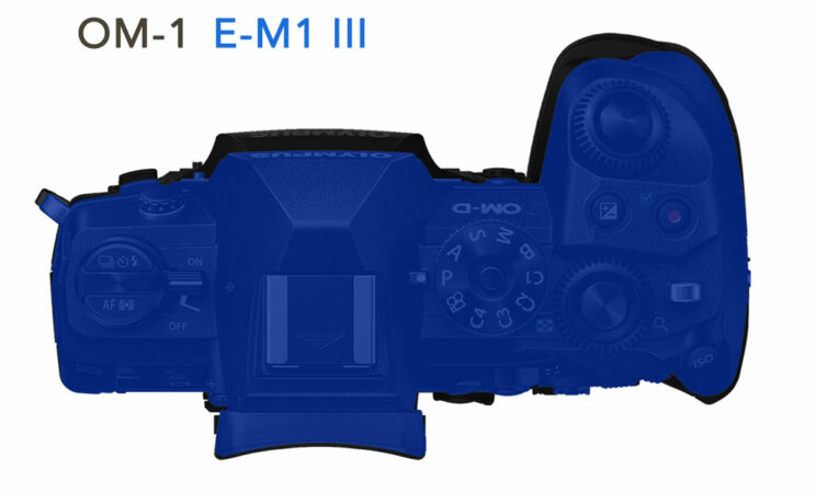 size comparison between the OM-1 and E-M1 III, view from the top