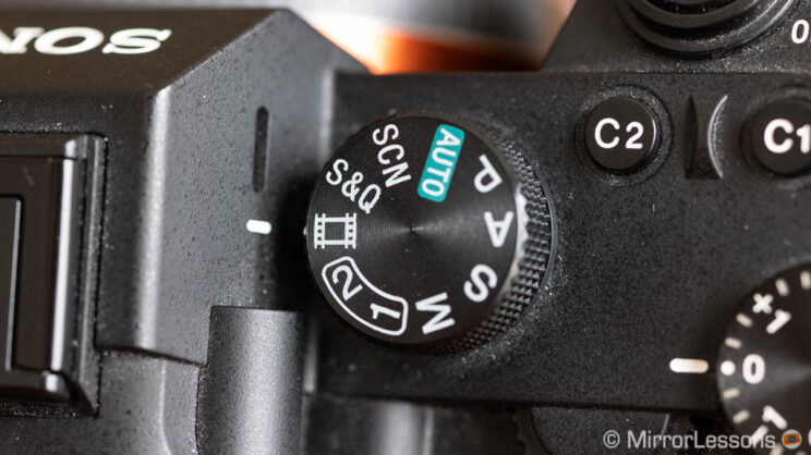 close-up on the mode shooting dial of the A7 III