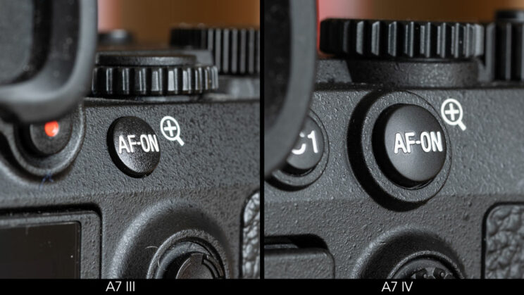 close-up on the AF ON button of the two cameras
