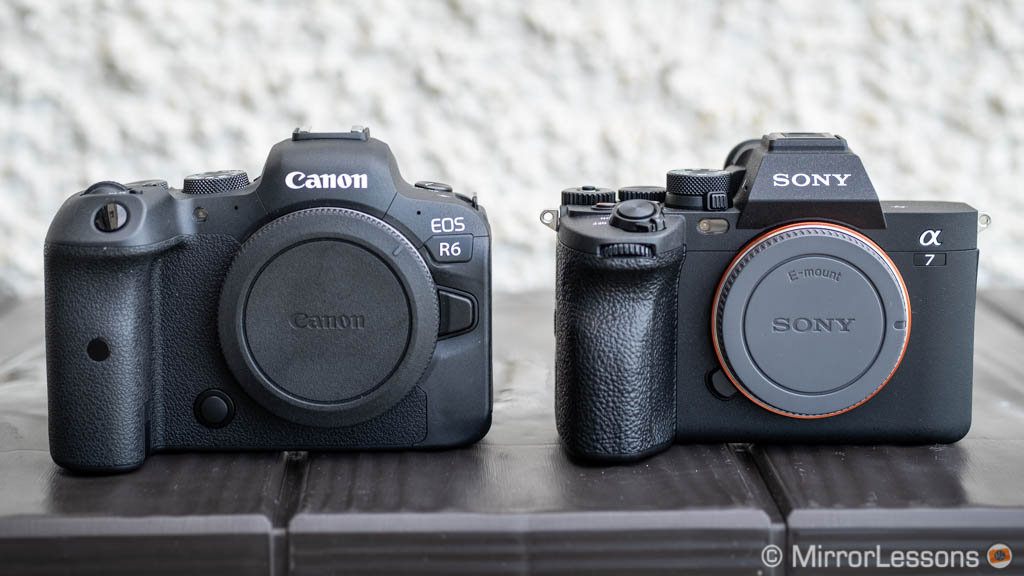 Canon R6 next to the Sony A7 IV