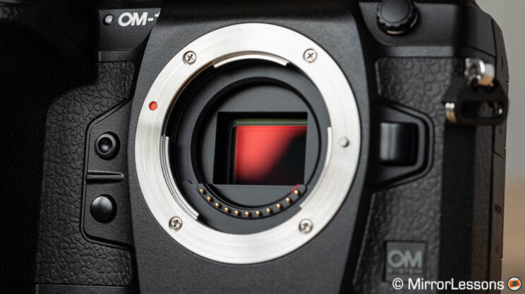 close-up on the OM-1 sensor
