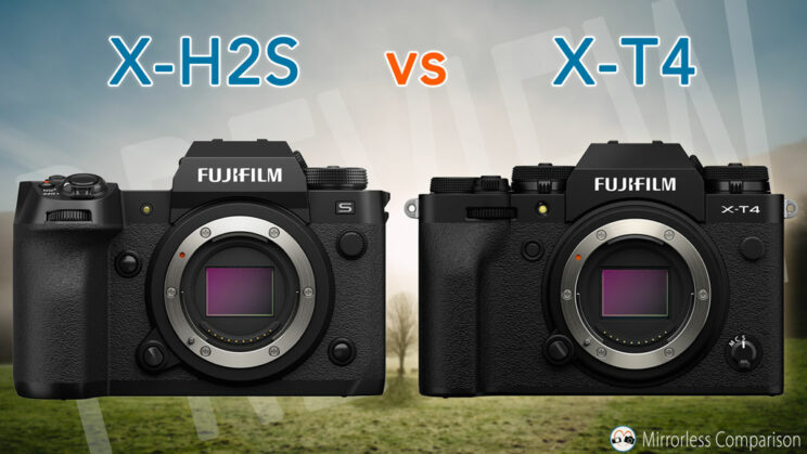 Fujifilm X-H2S next to the X-T4