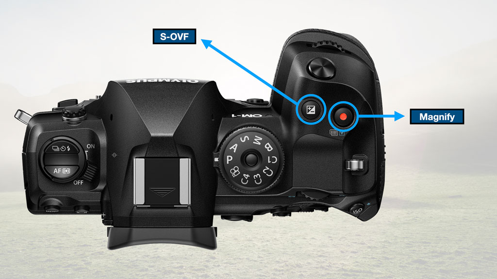 graphic showing how I customised the OM-1, top buttons