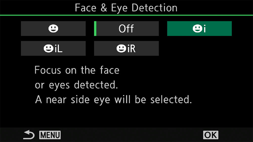 Face & Eye Detection setting on the OM-1
