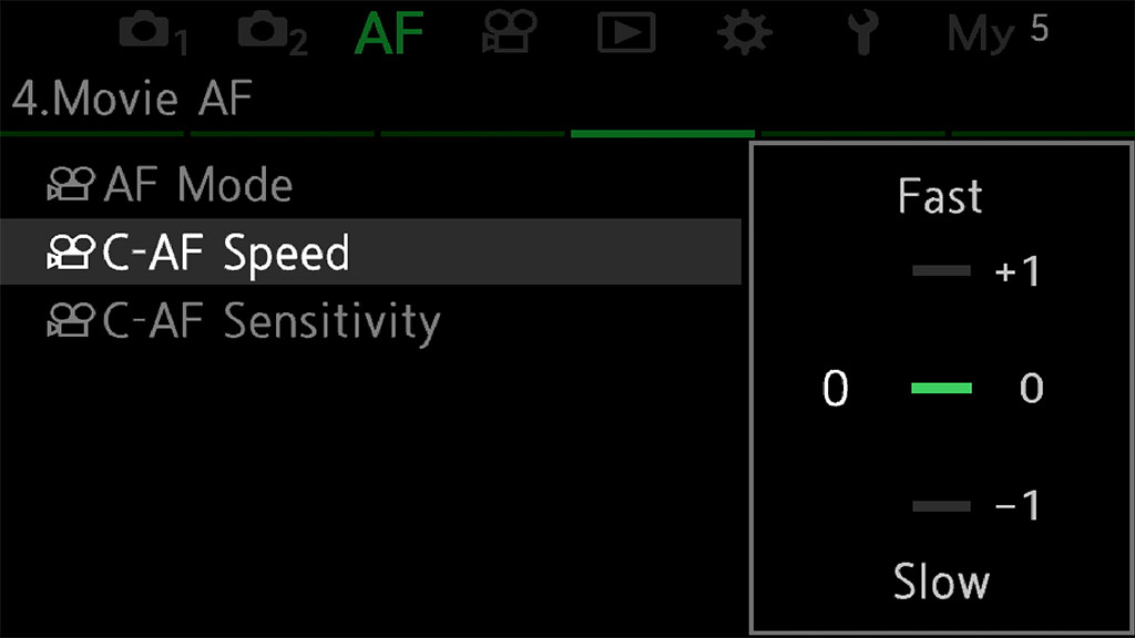 C-AF Speed setting on the OM-1