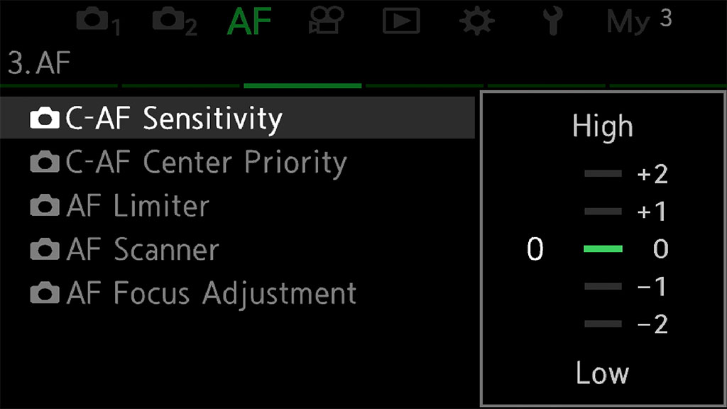 AF Sensitivity setting on the OM-1