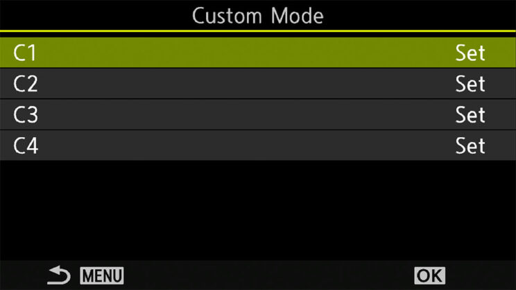 Custom Mode setting on the OM-1