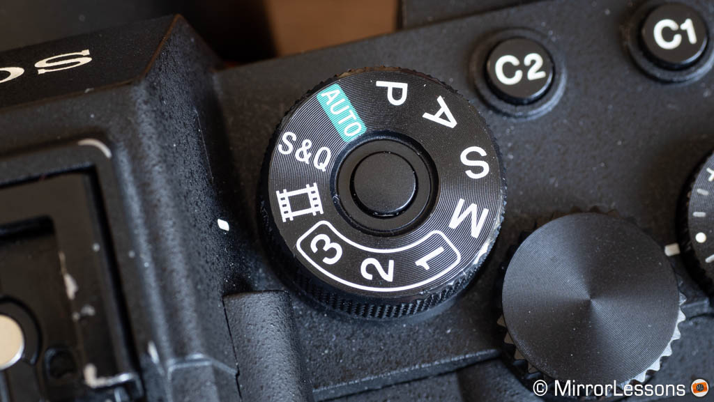 Shooting mode dial set to Video on the A7R IV