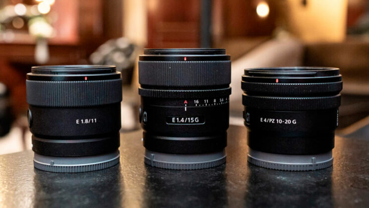 Sony 11mm F1.8, 10-20mm F4 and 15mm F1.4 side by side