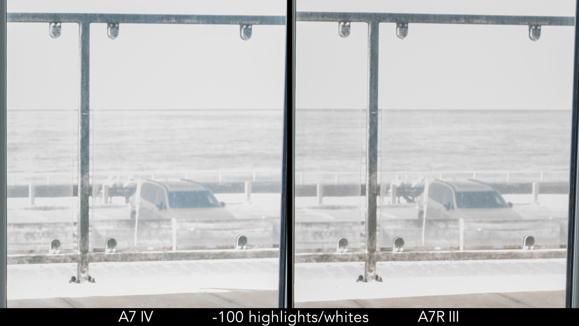 Side by side crop showing highlights recovery for the A7 IV and A7R III