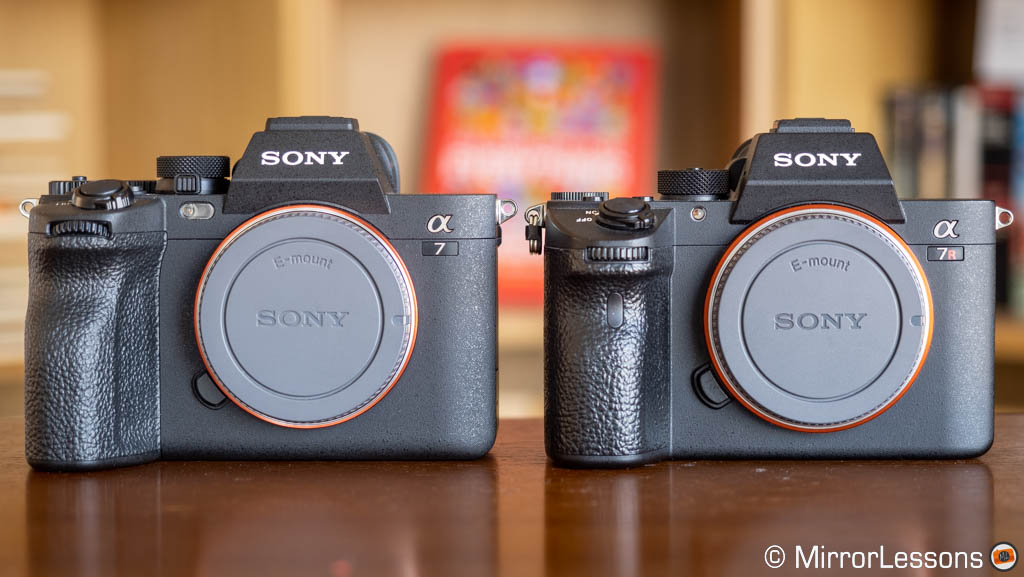 A7 IV and A7R III side by side, front view