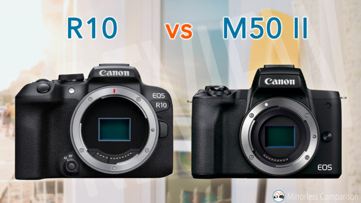 Canon R10 next to the M50 II