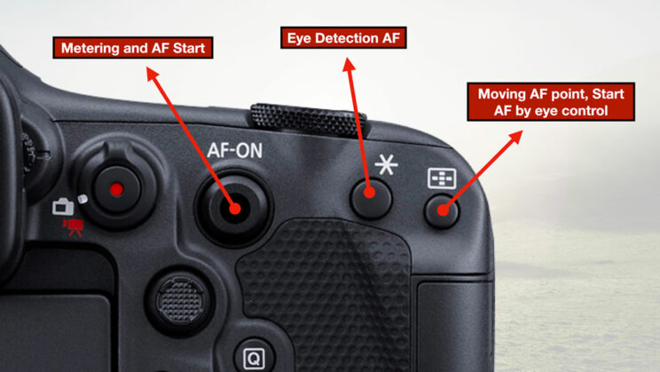 Graphics showing the button customisation on the Canon R3