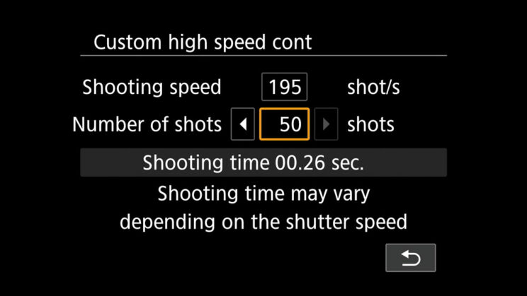 Canon R3 high speed continuous shooting setting