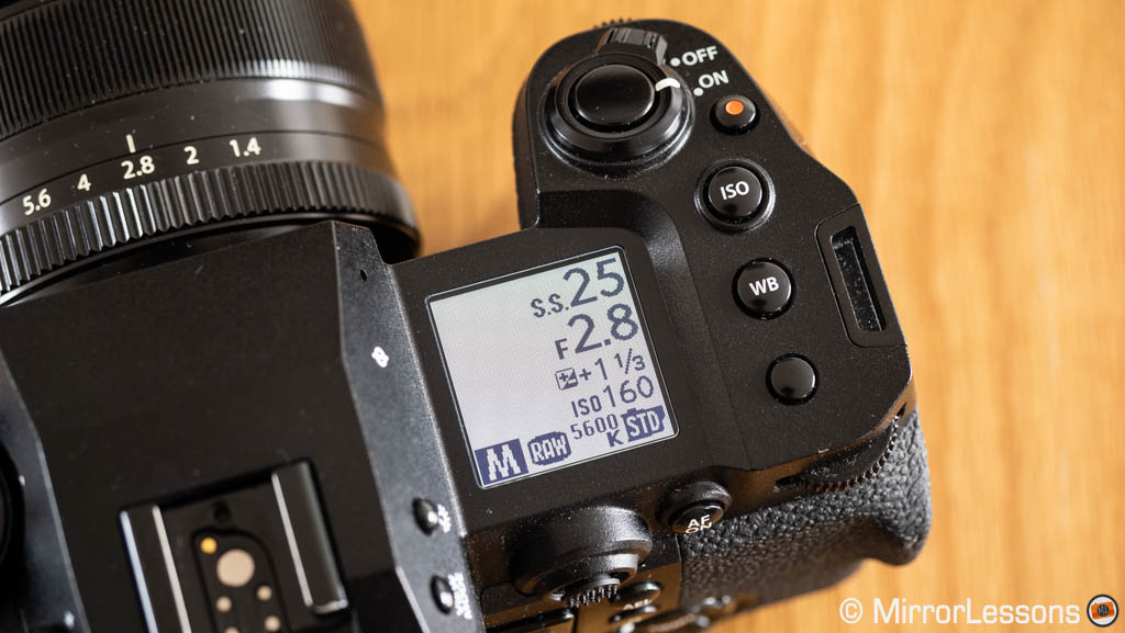 Top LCD on the Fuji X-H2S with contrast inverted