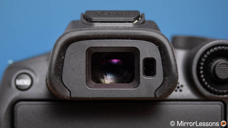 Close-up of the R7 viewfinder