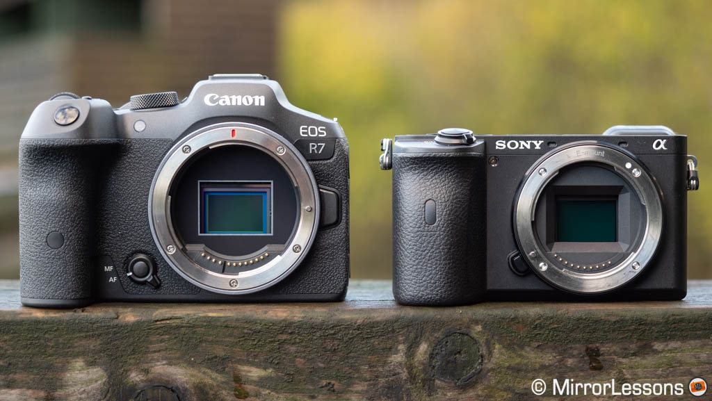 Canon R7 next to the Sony A6600