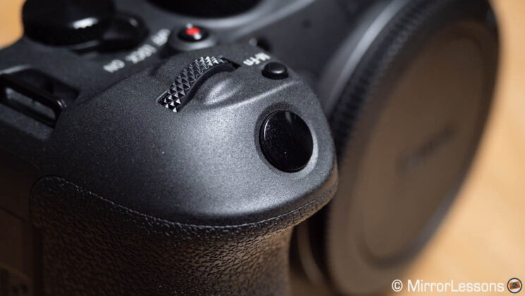 Shutter button on the R6 II
