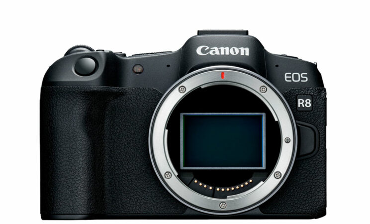 Canon R8, front view