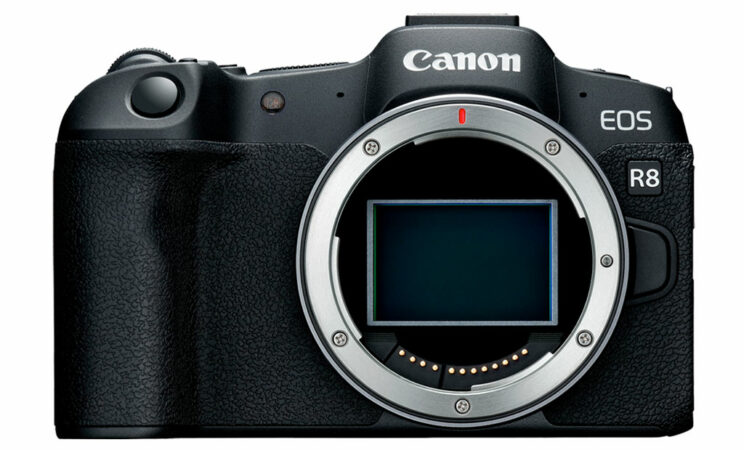 Canon R8, front view
