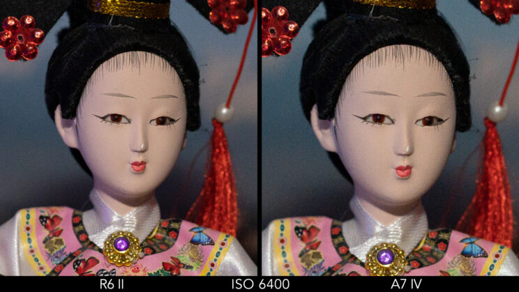 Side by side crop showing the quality at ISO 6400.