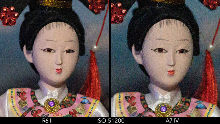 Side by side crop showing the quality at ISO 51200.
