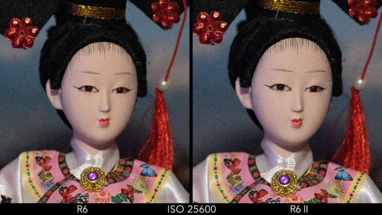 Side by side crop showing the quality at ISO 25600.